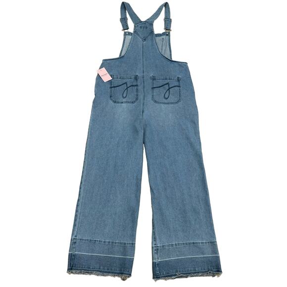 Juicy Couture Wide Leg Denim Stretch Casual Cotton Raw Hem Overalls XXL - Picture 4 of 11